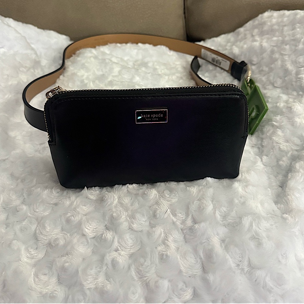 NWT Kate Spade Black Leather Belt Bag Size S/M